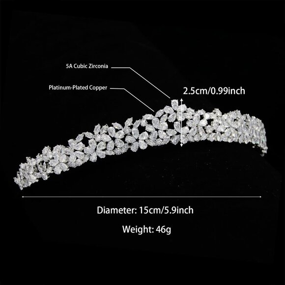 Sparkly Small Zircon Wedding Crowns and Tiaras for Women Cubic Zirconia Quincean - Picture 3 of 8